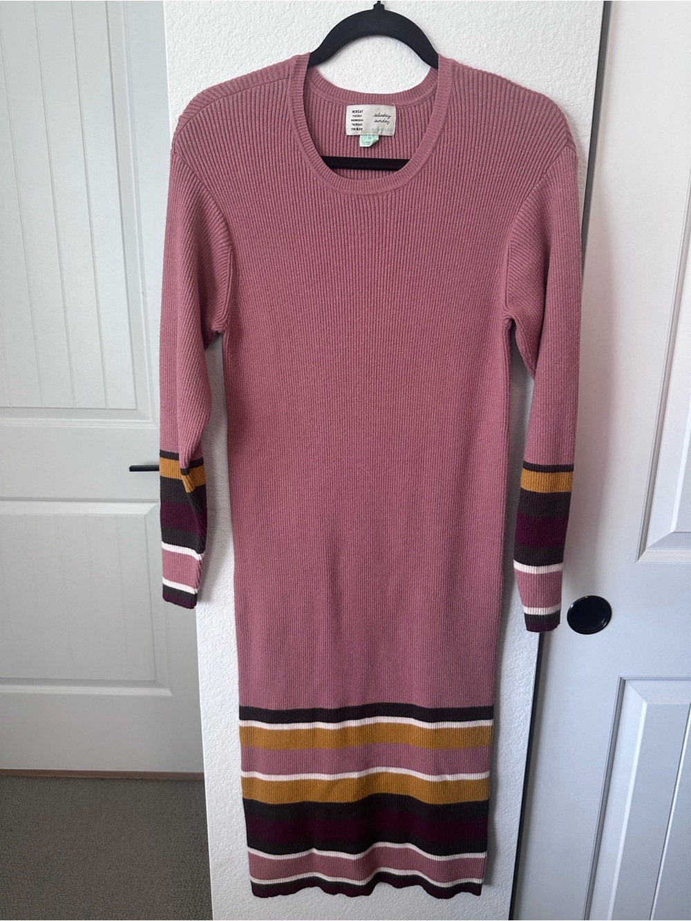 Anthropologie Saturday Sunday Parvati Striped Ribbed Knit Midi Dress XS